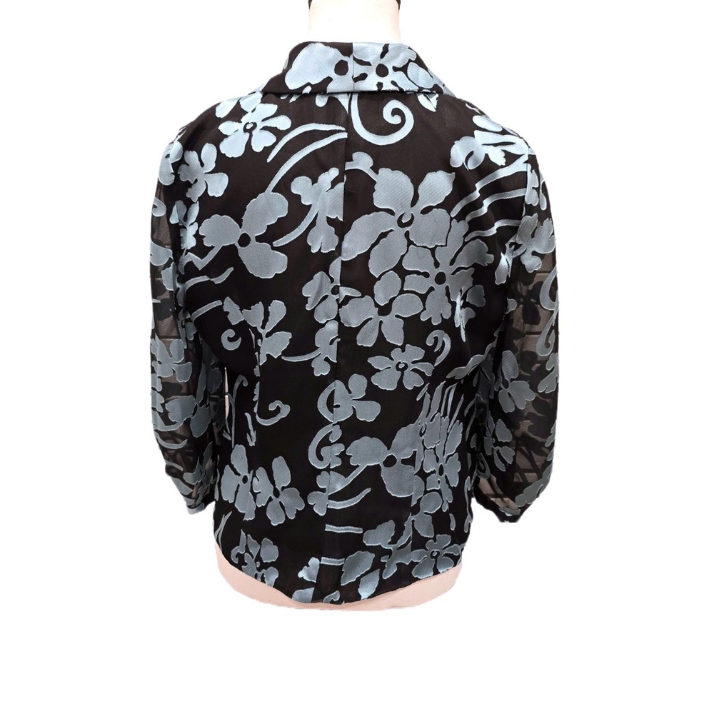 Vintage 90s Alex Evenings Petite MP Sheer Floral Evening Jacket Frog Closure - Picture 6 of 10